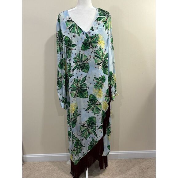 Ala von Auersperg Women's Leaf Print Silk Caftan Rita Dress Multicolor 2XL NWT - Picture 10 of 10